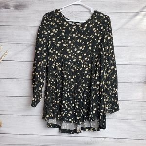 American‎ Eagle Women Black Printed Tunic Babydoll Top Small